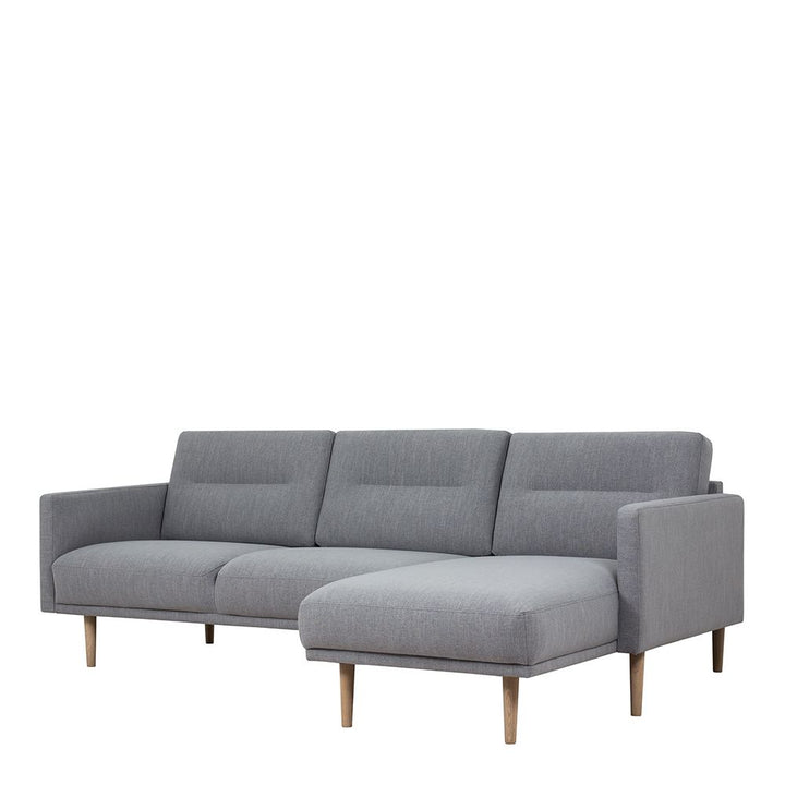 Larvik Chaiselongue Sofa (RH) - Grey, Oak Legs