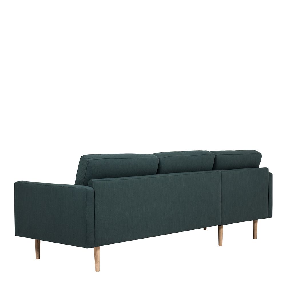 Larvik Chaiselongue Sofa (LH) - Dark Green, Oak Legs