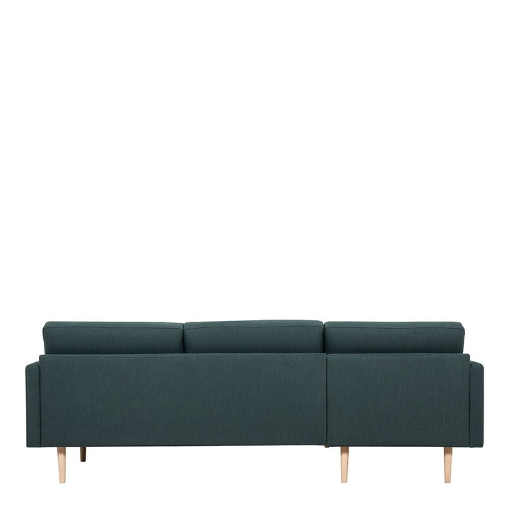 Larvik Chaiselongue Sofa (LH) - Dark Green, Oak Legs