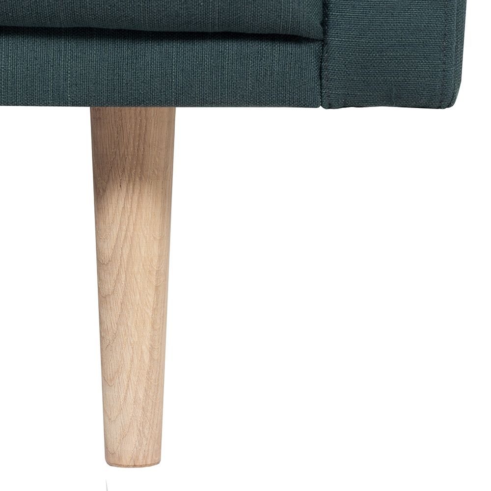 Larvik Chaiselongue Sofa (LH) - Dark Green, Oak Legs