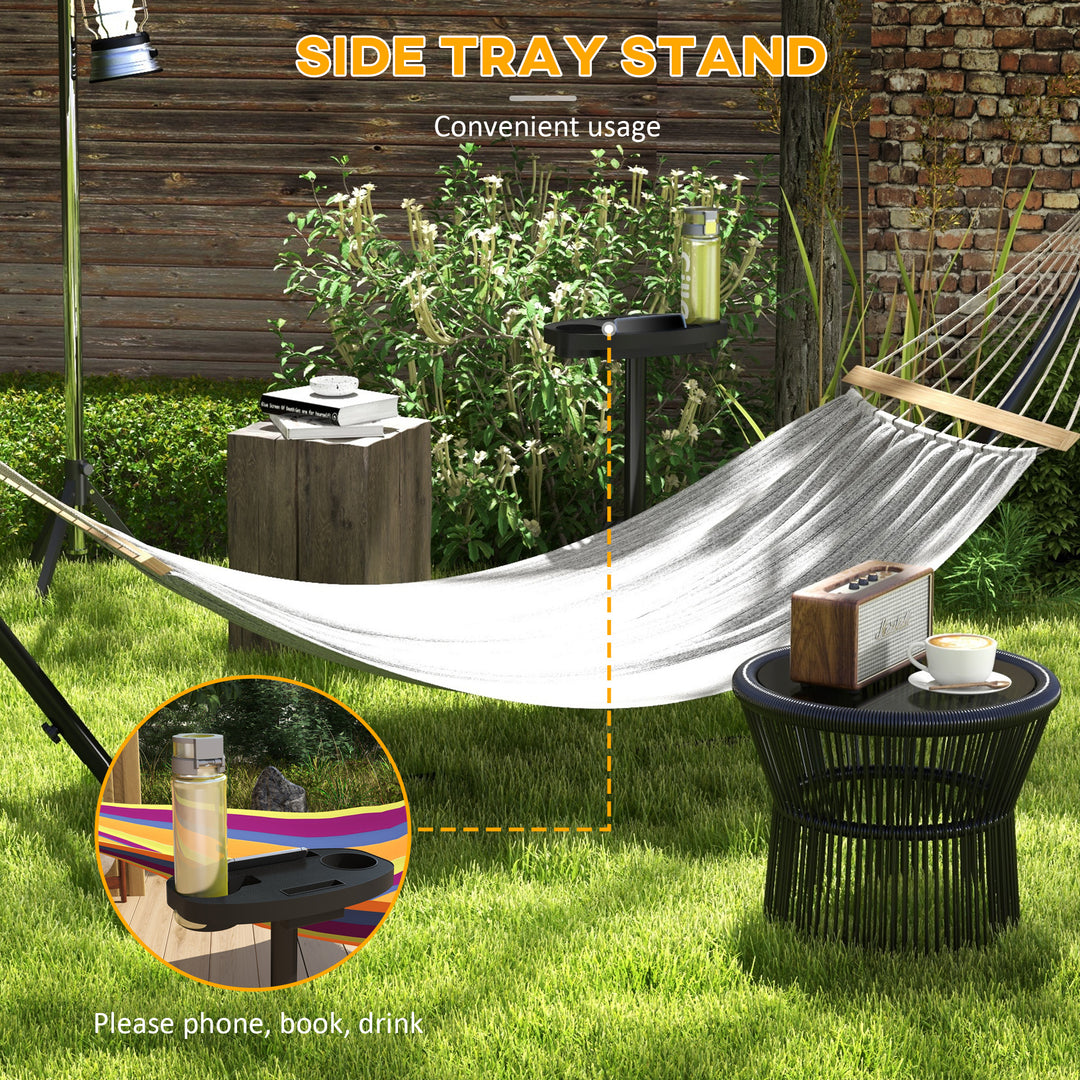 9.4ft Hammock Stand with Side Tray Stand, Steel Frame Hammock Net Stand, for String-style, Brazilian-style, Flat-style, Rope-style Hammocks, Black
