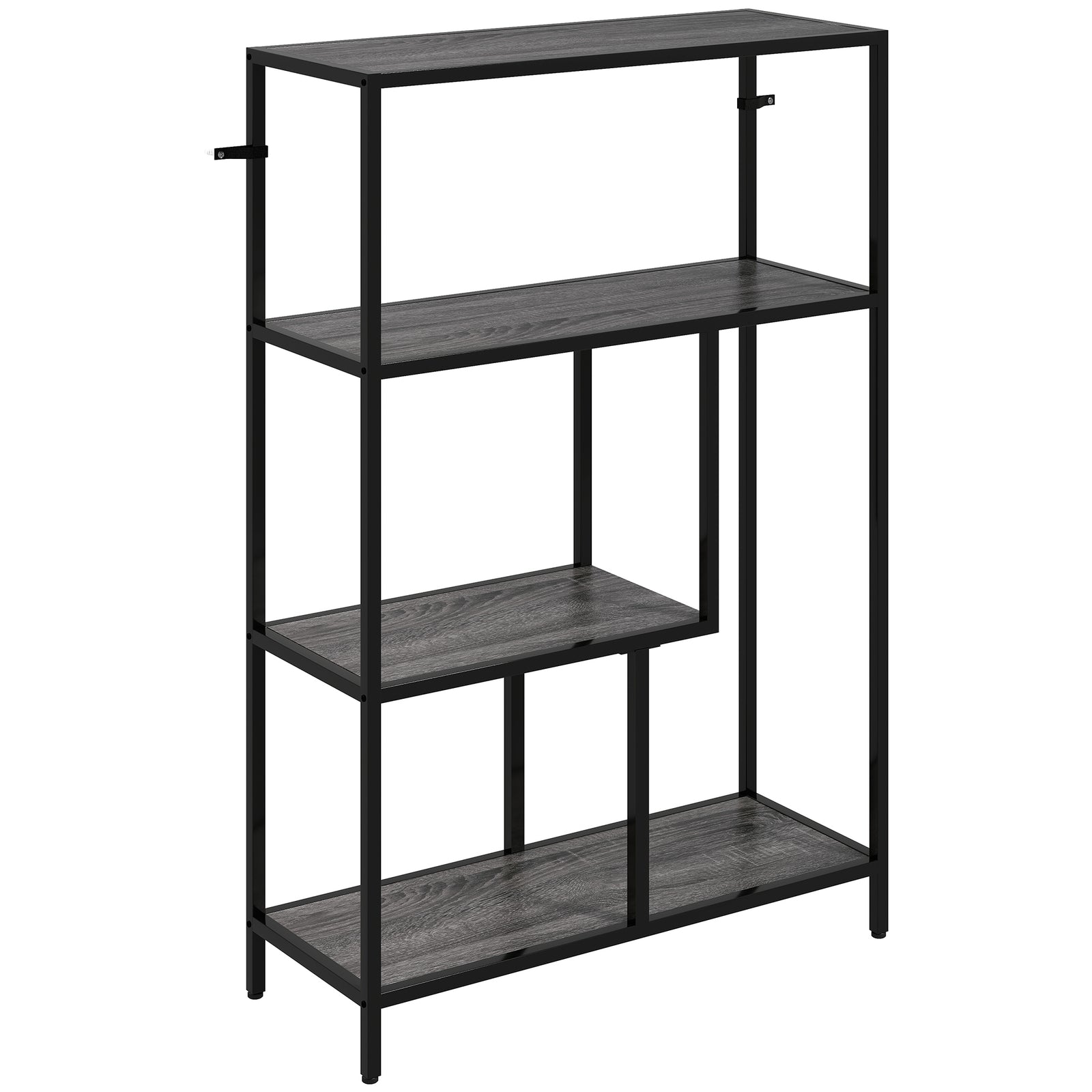 4-Tier Bookshelf with Open Shelves - Charcoal Grey