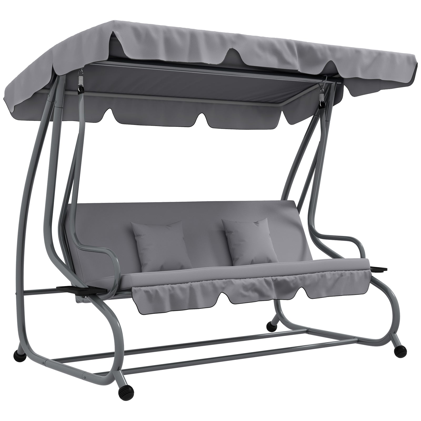 Three-Person garden Swing Chair, with Adjustable Canopy - Light Grey