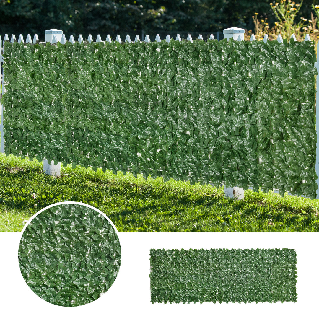 Outsunny Artificial Hedge Screen: Leafy Design for Garden Outdoor Indoor Décor, 3M x 1M, Deep Green | Aosom UK