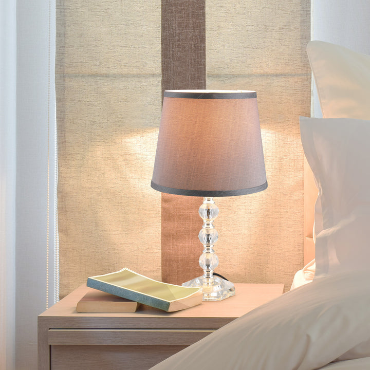 HOMCOM Crystallite Table Lamp w/ Fabric Lampshade Switch Beautiful Glass Elegant Reflective Home Bedroom Furnishing Freestanding