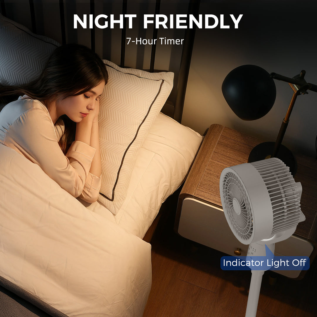 Pedestal Air Circulation Fan with Oscillating, Light Off, White