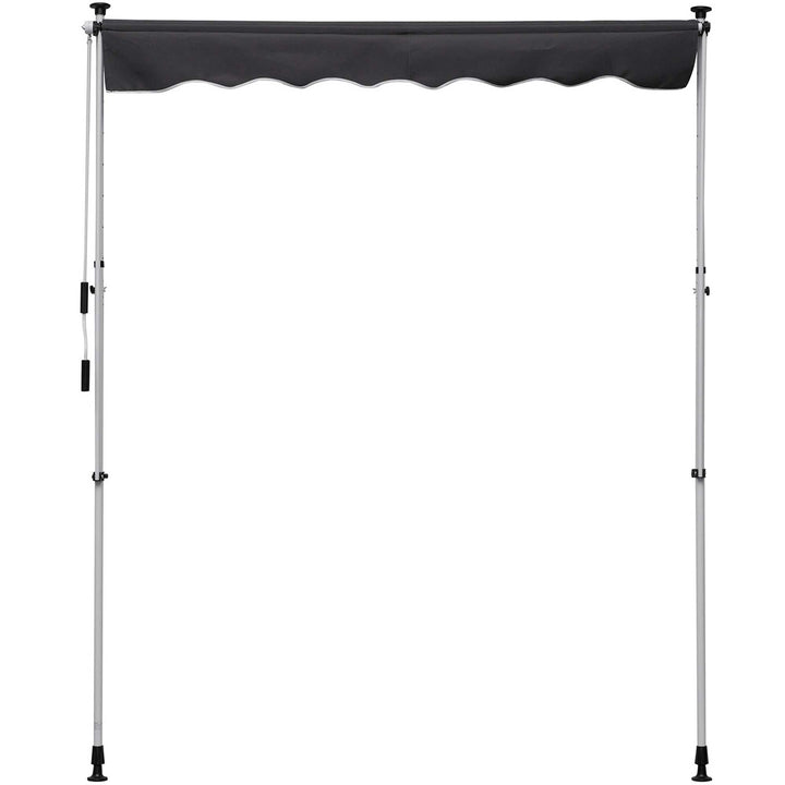 Balcony 2 x 1.5m Manual Adjustable Awning DIY Patio Clamp Awning Canopy Retractable Shade Shelter Easy to Move for Balcony, Grey