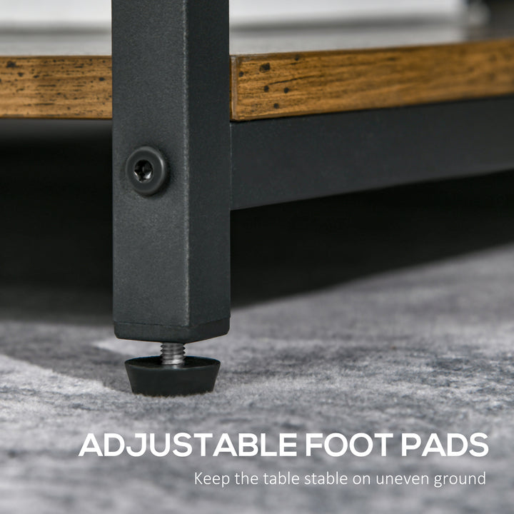 MCL Coffee Table, Living Room Table with 3-Tier Storage Shelves, Square Tea Table for Home Office, Rustic Brown