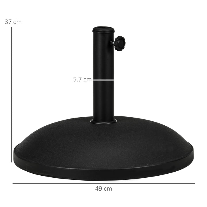 25 kg Parasol Base, Heavy Duty Concrete Patio Umbrella Stand with Adjustable Knob, 49 cm Round Garden Parasol Holder for 35 to 48 mm Poles, Black