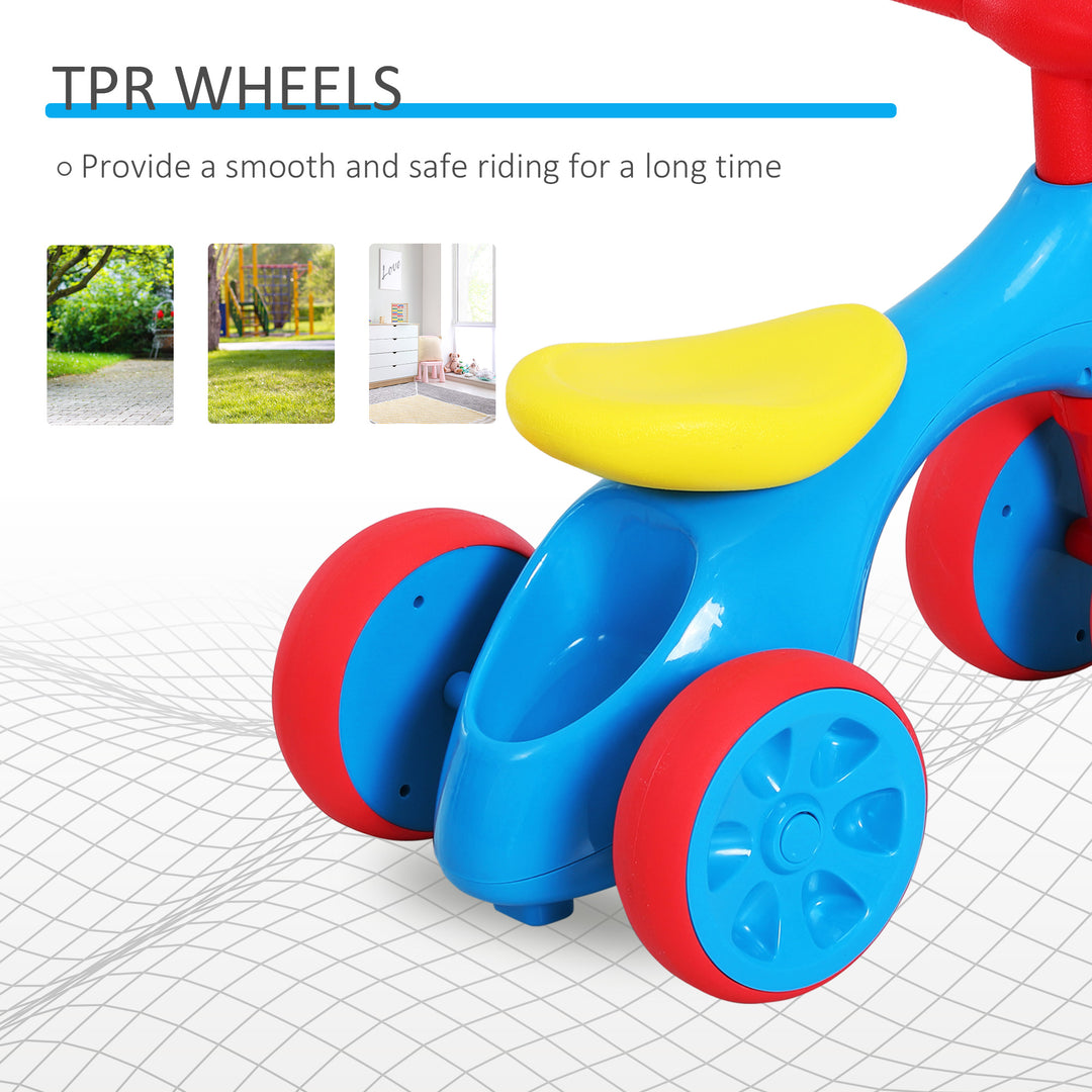 Baby Balance Bike Toddler Training Walker Smooth Rubber Wheels Ride on Toy Storage Bin Gift for Boys Girls Blue Red