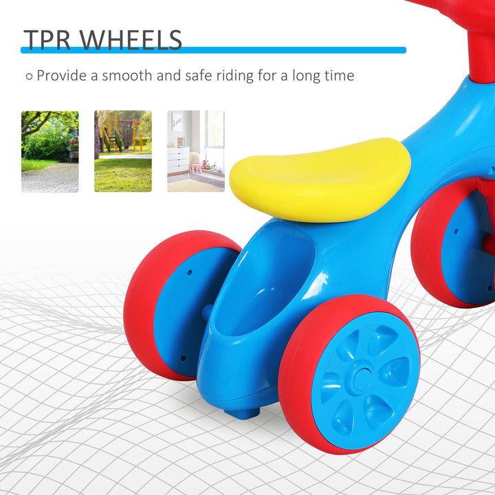 Baby Balance Bike Toddler Training Walker Smooth Rubber Wheels Ride on Toy Storage Bin Gift for Boys Girls Blue Red