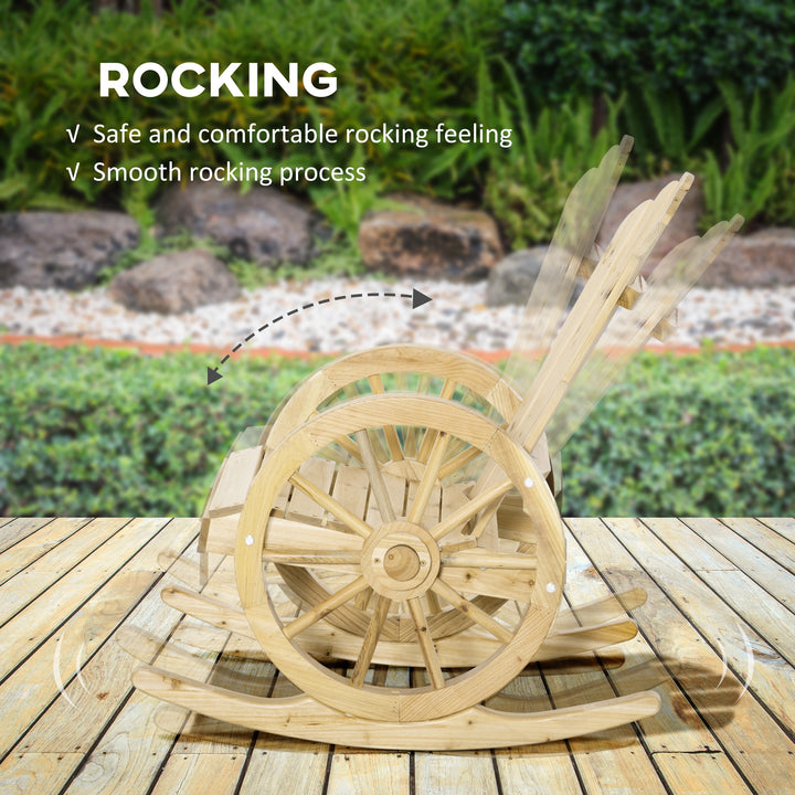 Wooden Adirondack Rocking Chair Reclining Armchair Outdoor Garden Furniture Patio Porch Rocker - Natural