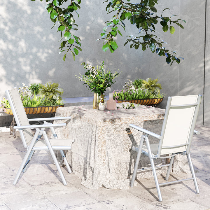 Set of Two Aluminium Folding Chairs - Light Grey