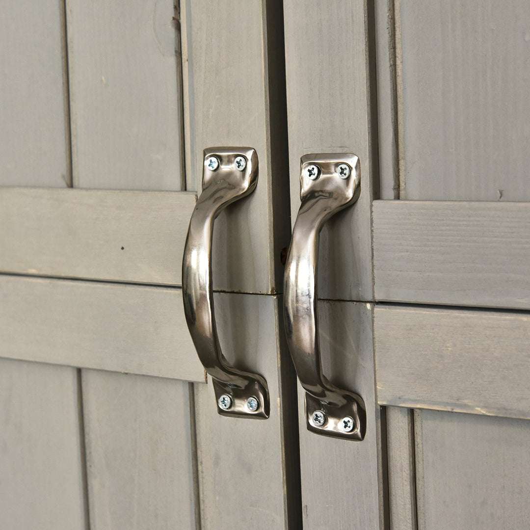 MCL Wooden Garden Shed with Two Windows, Tool Storage Cabinet, Outdoor Double Door Organizer 127.5L x 50W x 164H cm, Grey