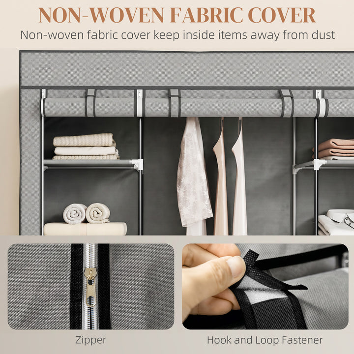 Clothes Storage Organiser with Hanging Rail, Shelves, Portable Wardrob