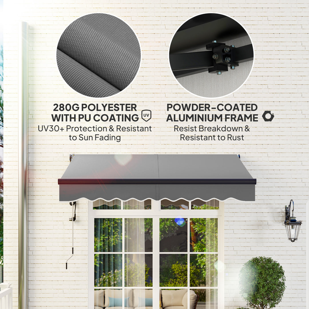 2.5 x 2m Electric Awning with Remote Controller, Aluminium Frame DIY Retractable Awning, UV30+ Sun Shade Canopy for Garden Patio Deck Door Window, Dark Grey