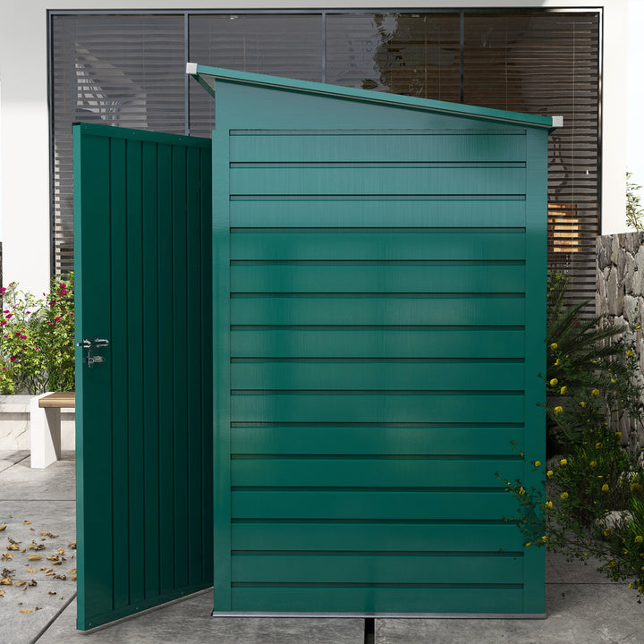Outsunny 8 x 4FT Galvanised Garden Storage Shed, Metal Outdoor Shed with Double Doors and 2 Vents, Green