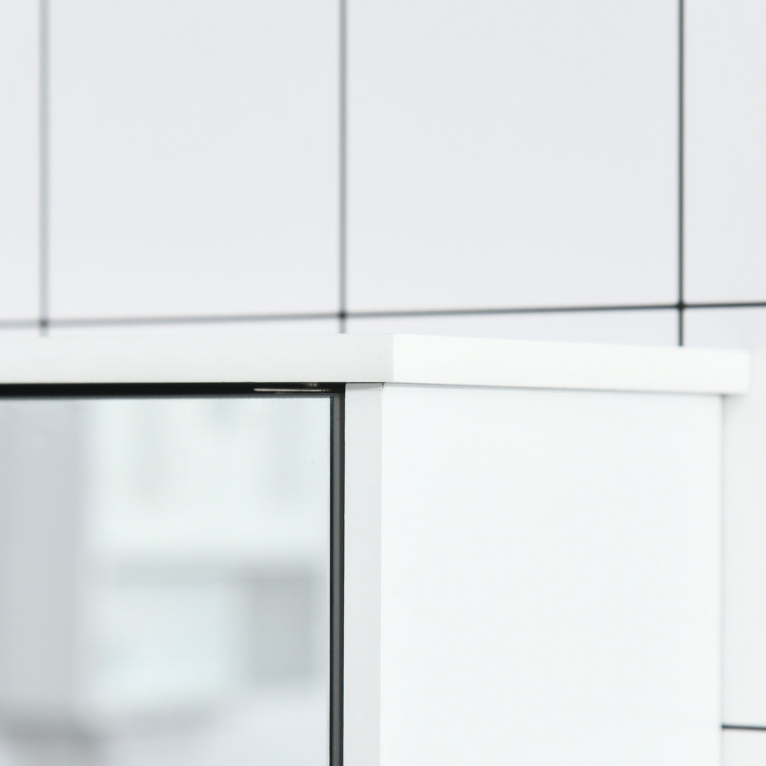 MCL Bathroom Mirror Cabinet, Wall Mounted Storage Cupboard with Double Doors and Adjustable Shelf, Bathroom Organizer, Grey