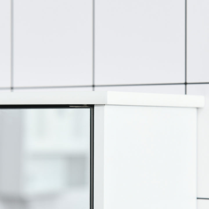 MCL Bathroom Mirror Cabinet, Wall Mounted Storage Cupboard with Double Doors and Adjustable Shelf, Bathroom Organizer, Grey