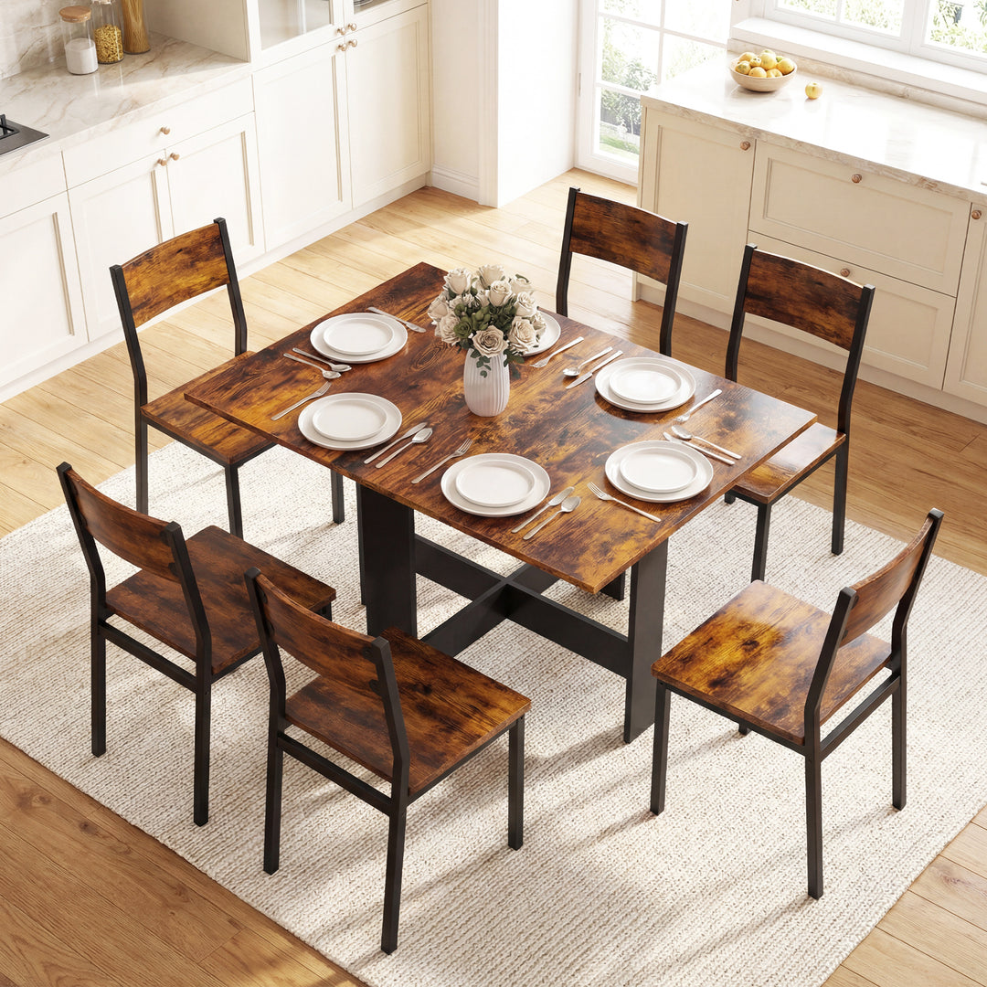 Folding Dining Table, Space-Saving Drop Leaf Kitchen Table for 4-6 Peo