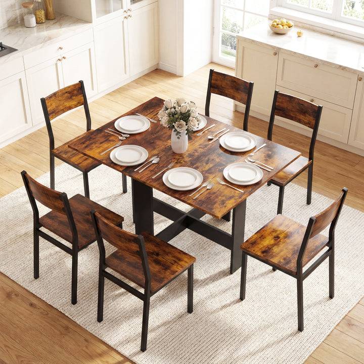 Folding Dining Table, Space-Saving Drop Leaf Kitchen Table for 4-6 Peo