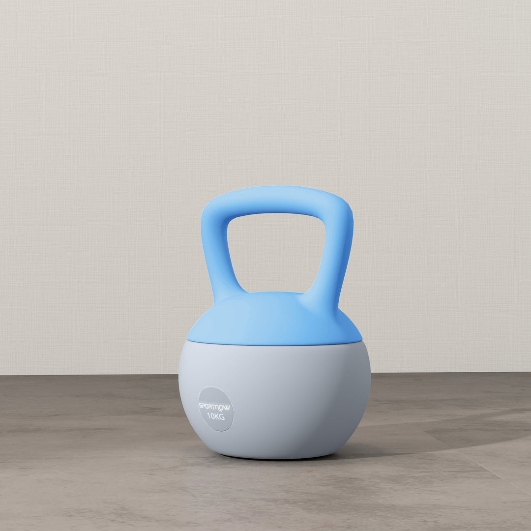 SPORTNOW 10KG Soft Kettlebell, Kettlebell with Non-Slip Handle for Home Gym, Weight Lifting, Strength Training, Light Blue/Grey