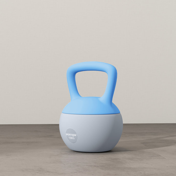 SPORTNOW 10KG Soft Kettlebell, Kettlebell with Non-Slip Handle for Home Gym, Weight Lifting, Strength Training, Light Blue/Grey