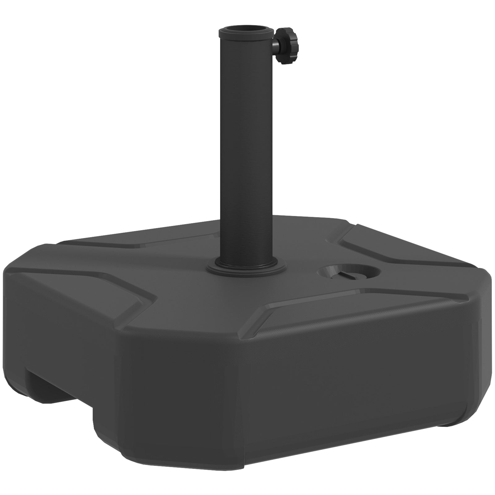 Square Garden Parasol Base, Garden Umbrella Stand Heavy Duty Parasol Base, Filled Up to 25kg with Stand or 20kg with Water for for 38, 48 mm Poles, Black