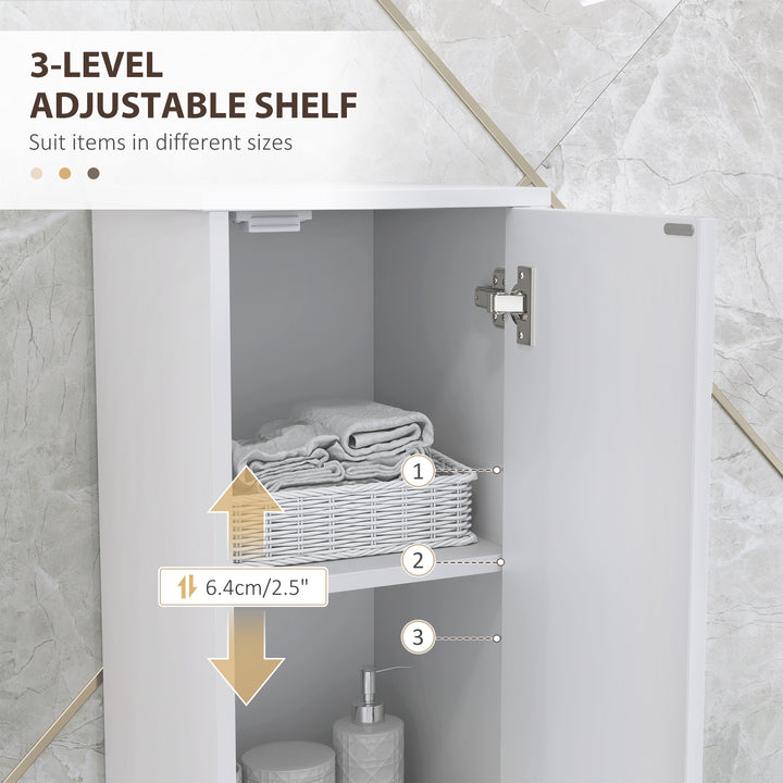 Tall Bathroom Storage Cabinet with Doors, Slim Bathroom Storage Unit with Adjustable Shelves, Freestanding Bathroom Storage Unit, White