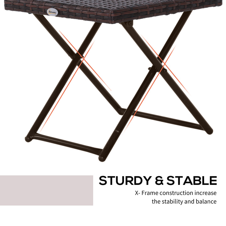 Folding Rattan Garden Coffee Table, Small Square Outdoor Bistro Side Table with Rattan Top for Patio, Balcony, Porch, 40 x 40 x 40 cm, Brown