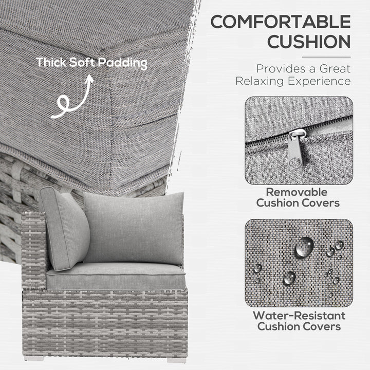 MCL Outdoor PE Rattan Corner Sofa, Garden Wicker Furniture Single Sofa Chair w/ Cushions, Light Grey