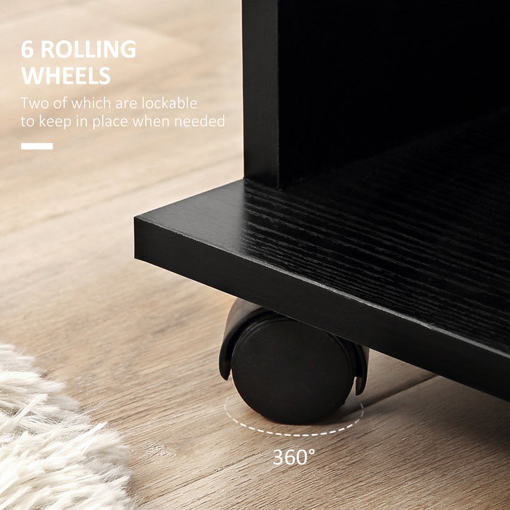 Open Wardrobe Double Mobile Storage Shelves Organizer W/6 Wheels-Black