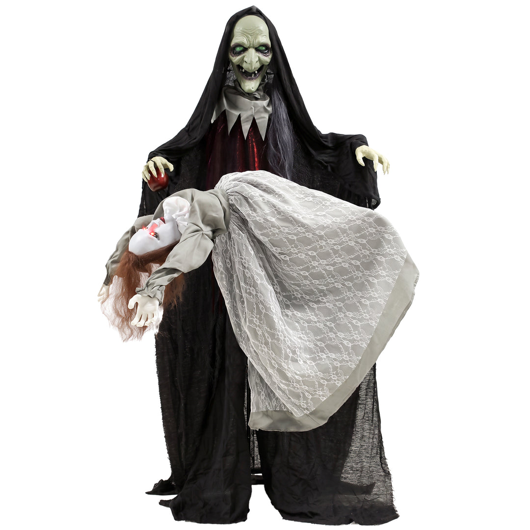 Halloween Animated Standing Witch with Floating Ghost Decoration with 