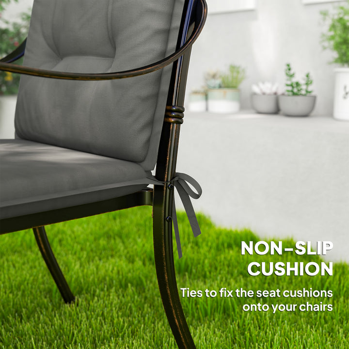 Set of Four Padded Garden Seat Cushions - Light Grey