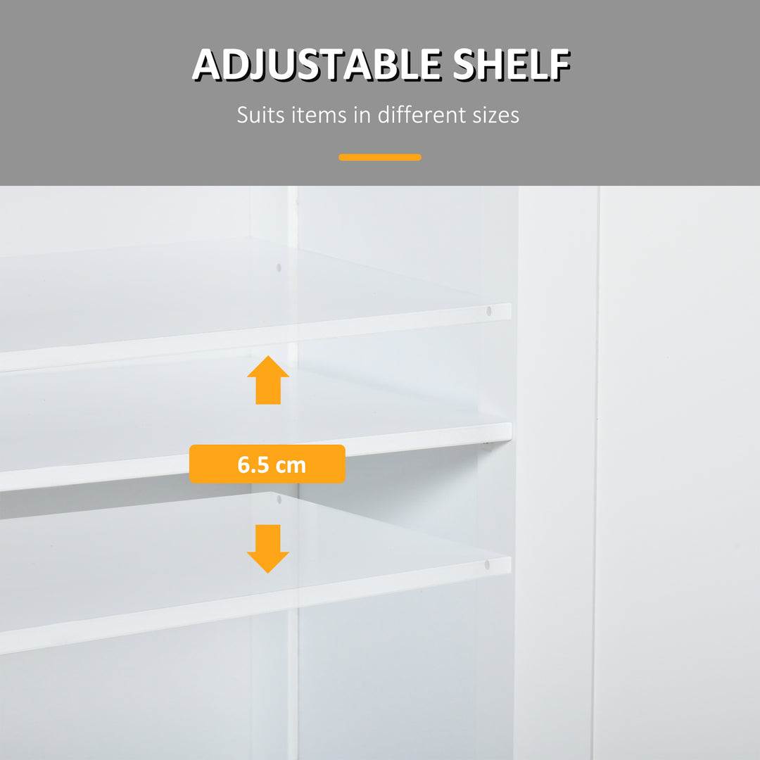 75x60cm Freestanding Bathroom Storage Cabinet Unit w/ 2 Drawers Cupboard Adjustable Shelf Metal Handles Traditional Style White