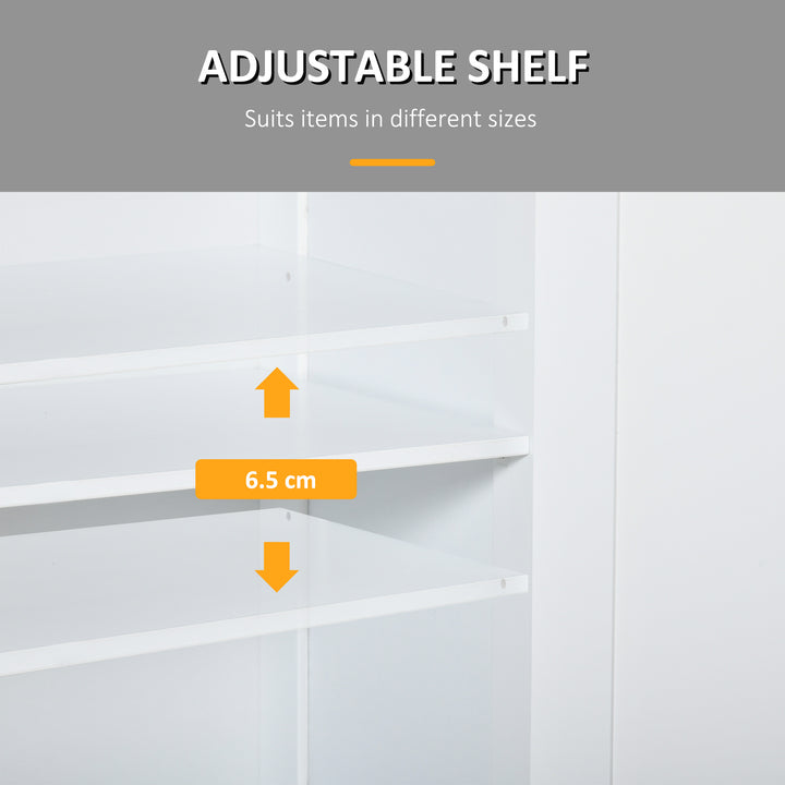 75x60cm Freestanding Bathroom Storage Cabinet Unit w/ 2 Drawers Cupboard Adjustable Shelf Metal Handles Traditional Style White