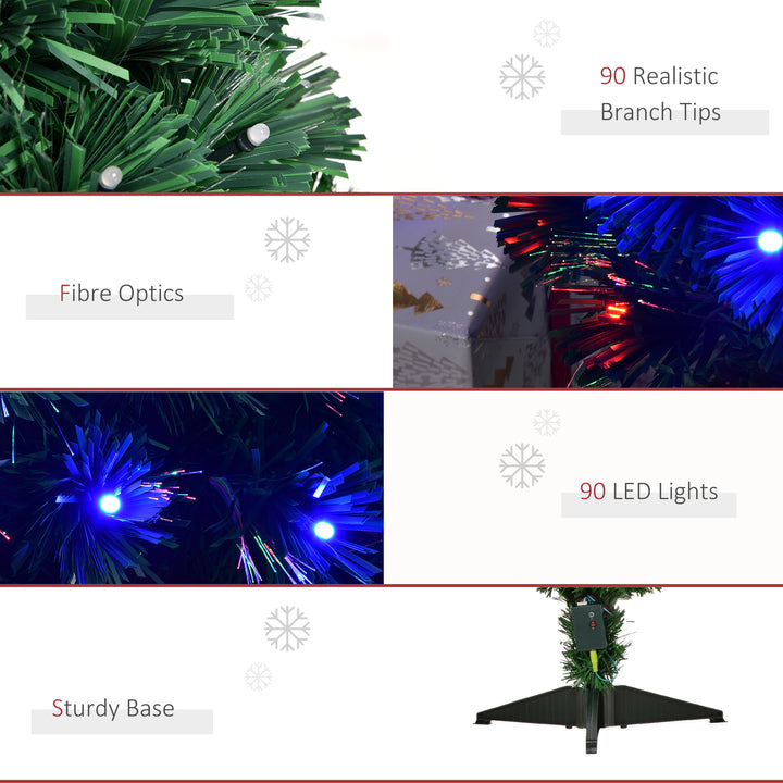 HOMCOM 3ft 90cm Fiber Optic Xmas Tree Artificial Christmas Tree | Aosom UK