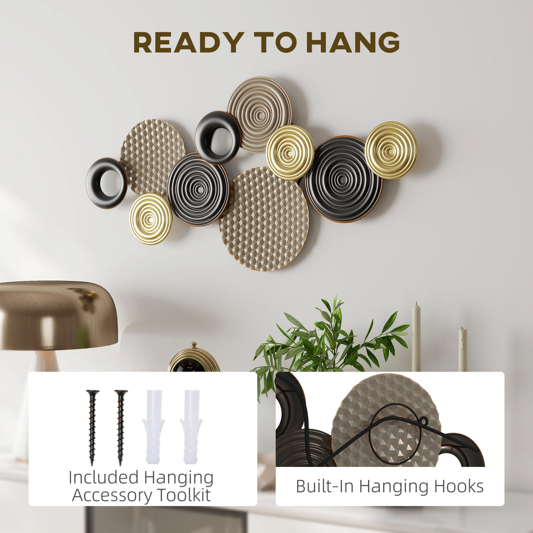Metal Wall Art, Modern Hanging Wall Decor with Multi-Disc Design for Living Room Bedroom Dining Room