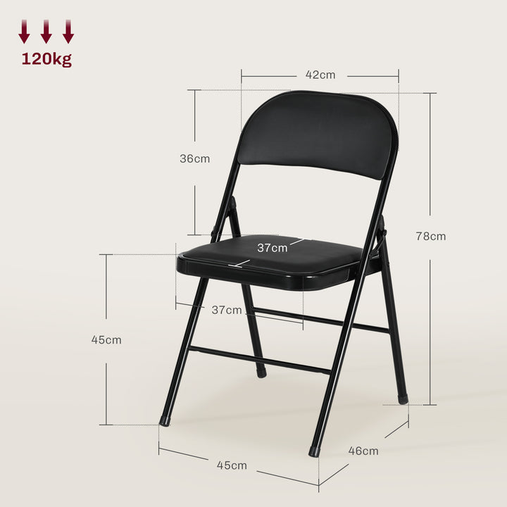 Set of Two Cushioned Folding Chairs - Black
