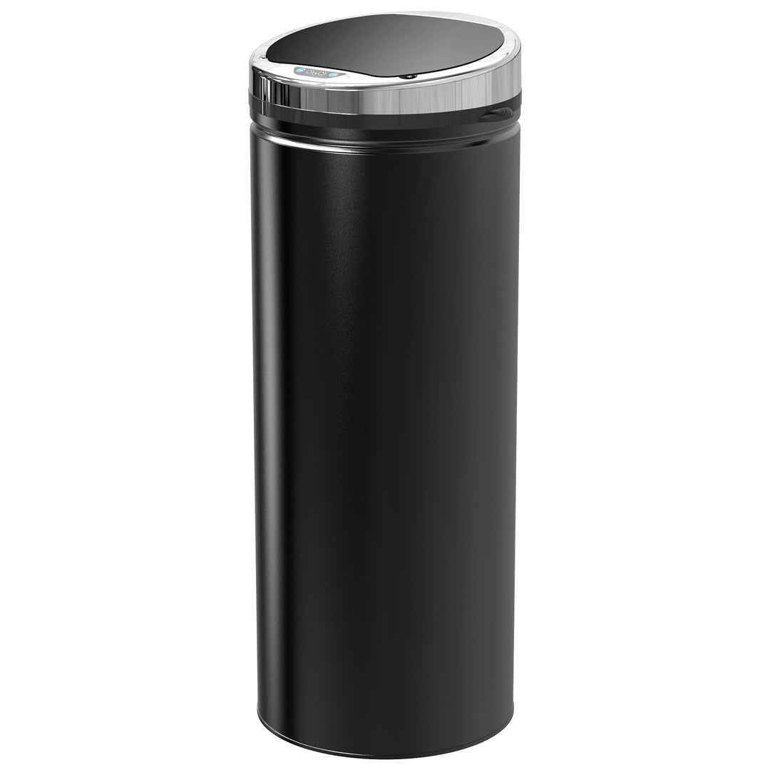 50L Sensor Bin with Quiet Soft-Close Lid, Automatic Touchless Motion Sensor Rubbish Bin with Fingerprint Resistant, Stainless Steel for Hygienic Kitchen, Home Office Use, Black