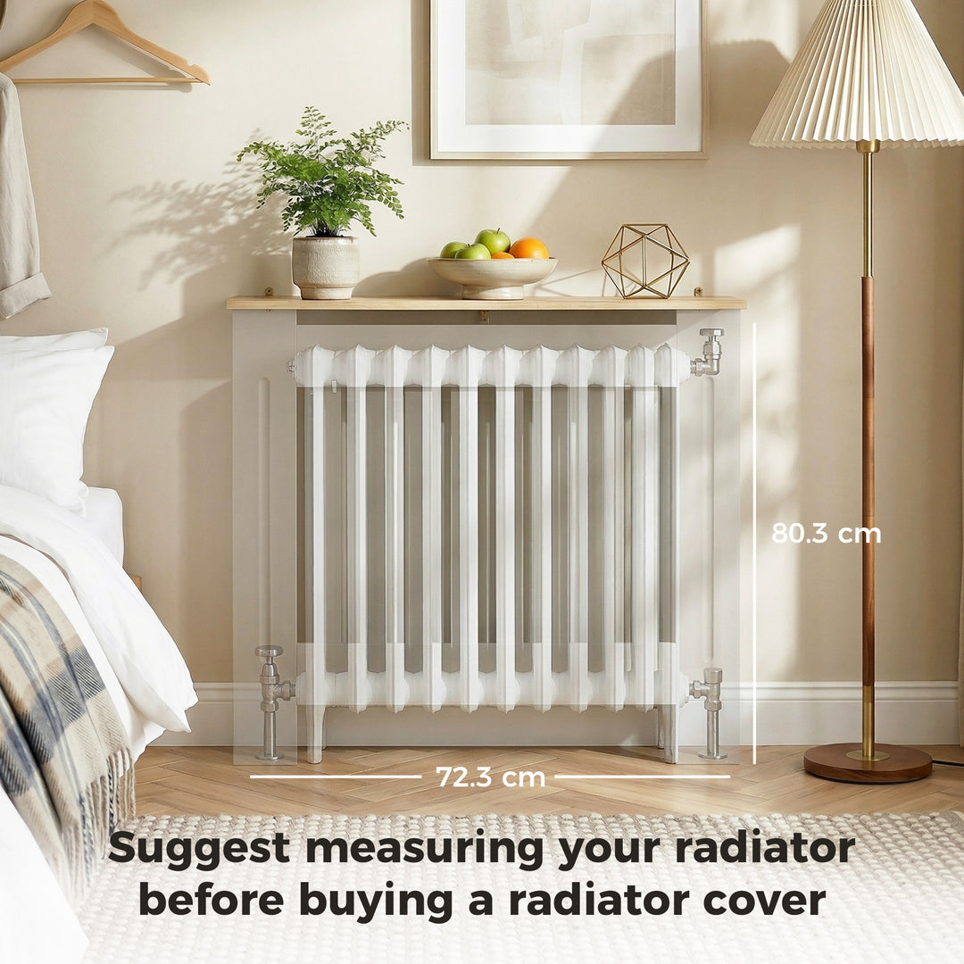 Heater Cover, Radiator Cover Slatted Painted MDF Lined Grill Grey, 78L