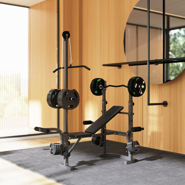 SPORTNOW Multi-Exercise Adjustable Weight Bench with Bench Press Rack