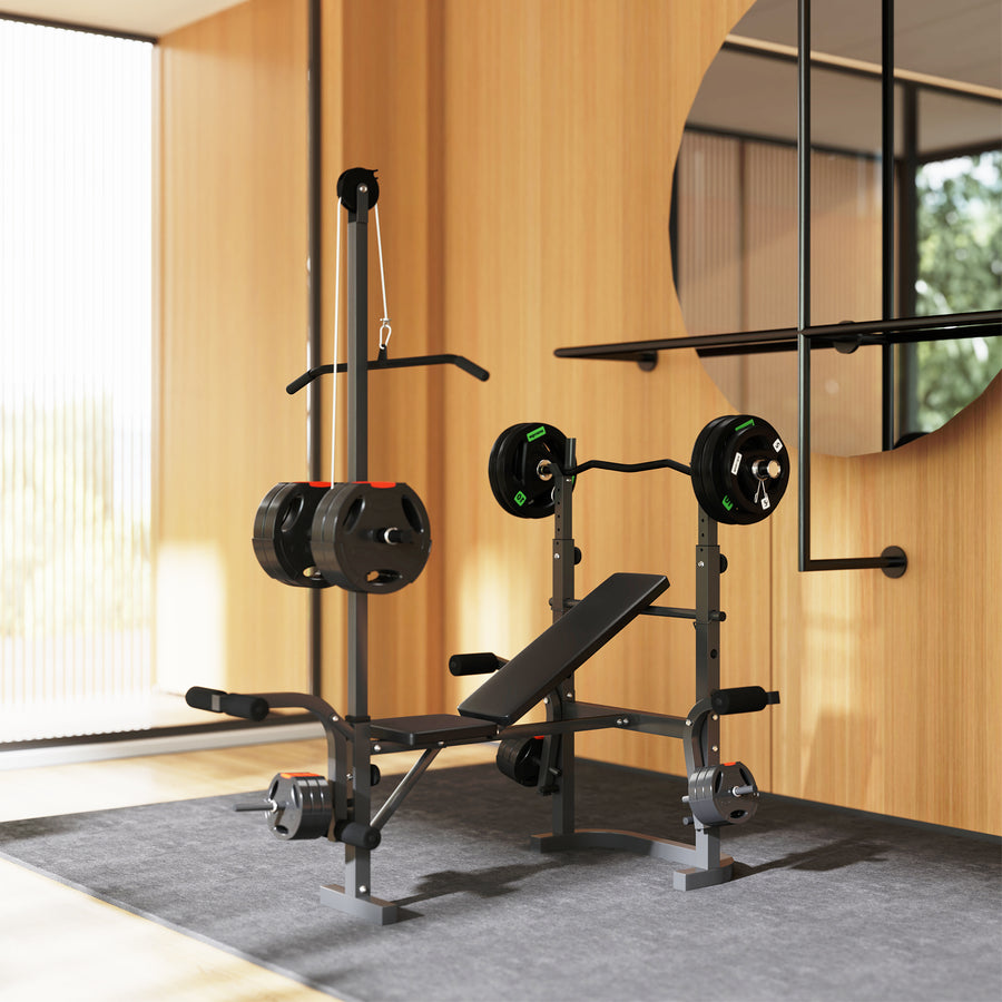 SPORTNOW Multi-Exercise Adjustable Weight Bench with Bench Press Rack