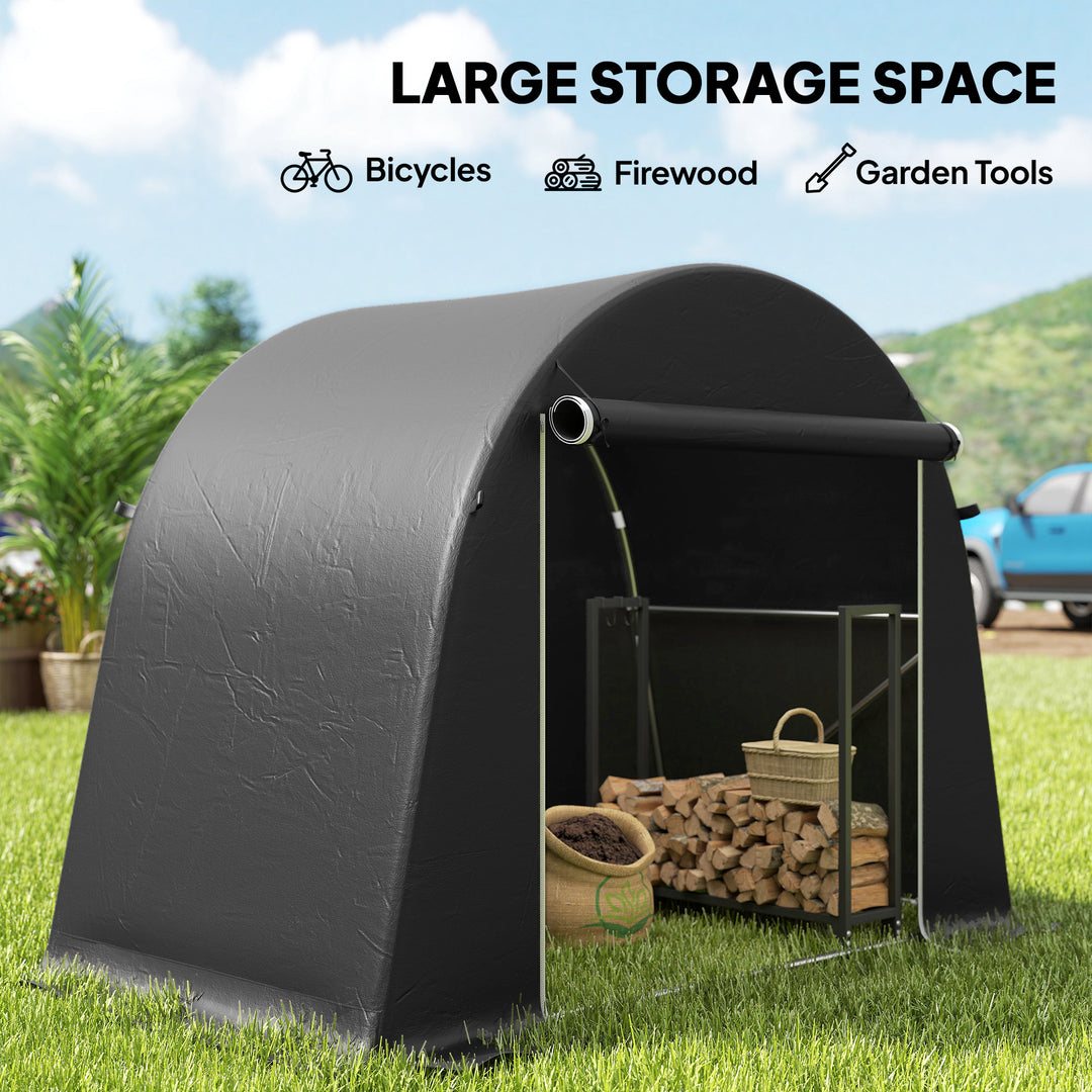 8 x 4 ft Garden Storage Tent, Waterproof Bike Tent with Roll-up Zipper Door and Galvanised Metal Frame