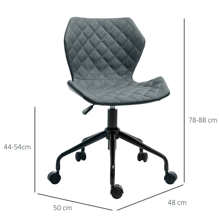 HOMCOM Swivel Chair, Home Office Computer Desk Chair With Nylon Wheels Adjustable Height Linen Grey