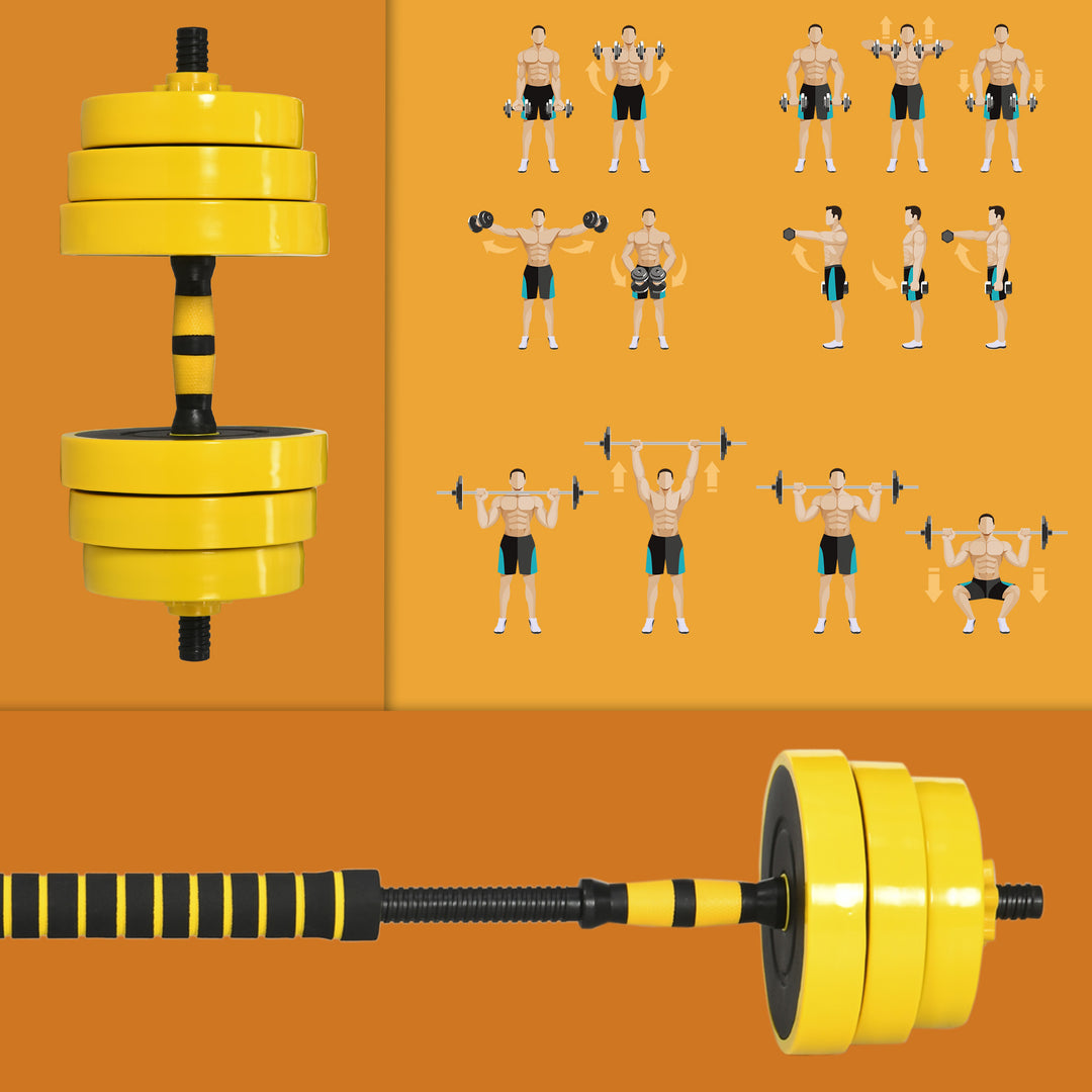 30KG Dumbbell & Barbell Adjustable Set Plate Bar Clamp Rod Home Gym Sports Area Exercise Ergonomic