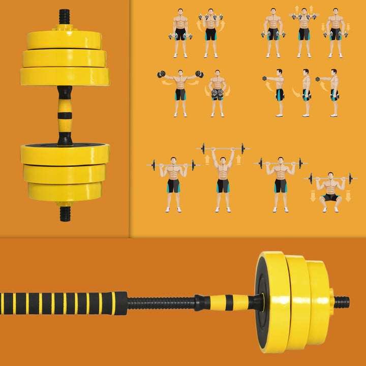 30KG Dumbbell & Barbell Adjustable Set Plate Bar Clamp Rod Home Gym Sports Area Exercise Ergonomic