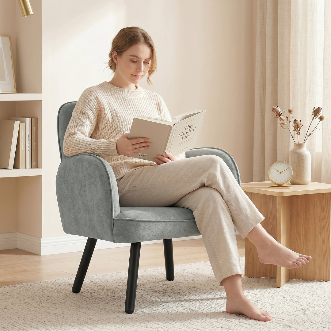 Lounge Chair Velvet Upholstered Armchair with Spring Cushion for Livin