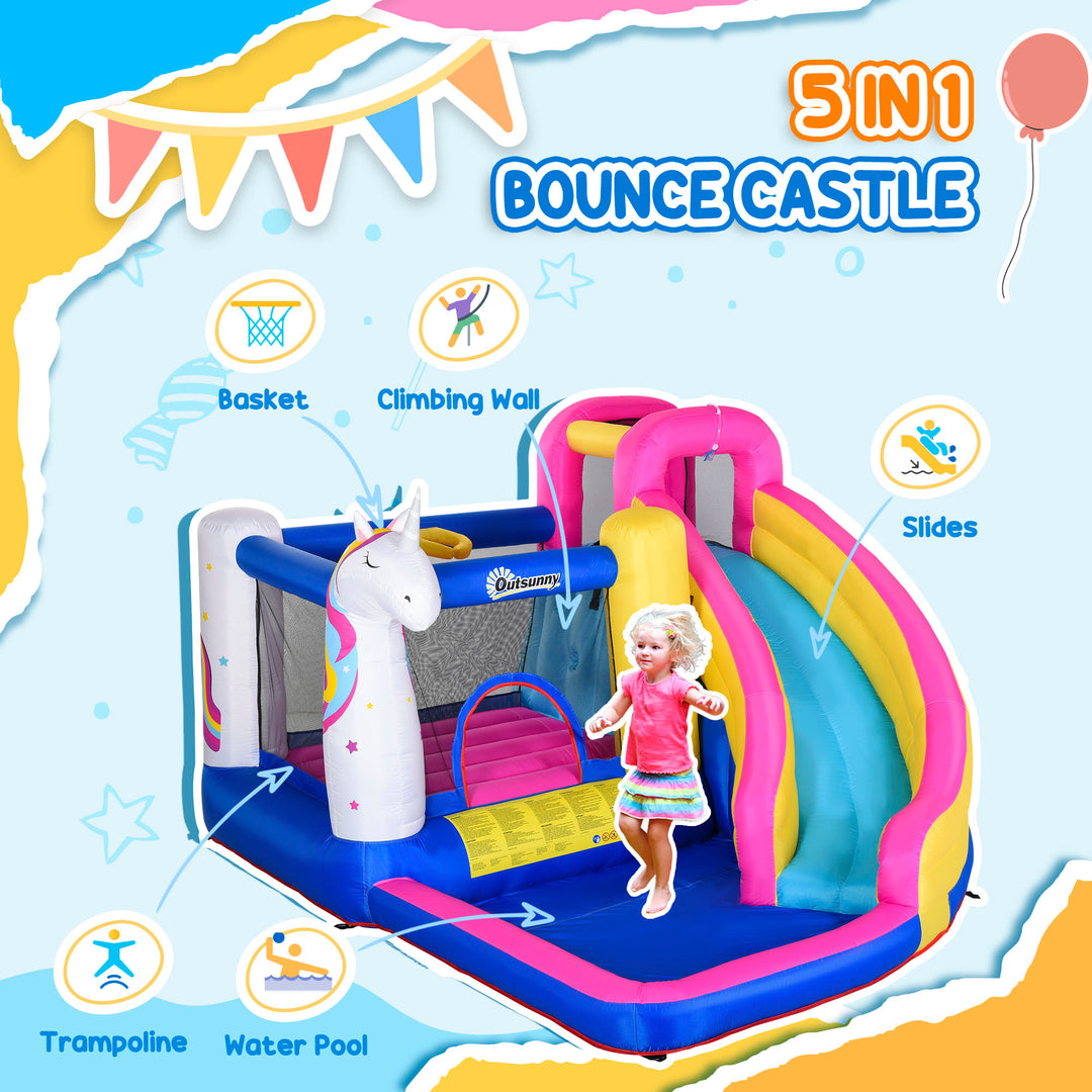 5 in 1 Bouncy Castle, with Blower, for Ages 3-8 Years - Multicoloured
