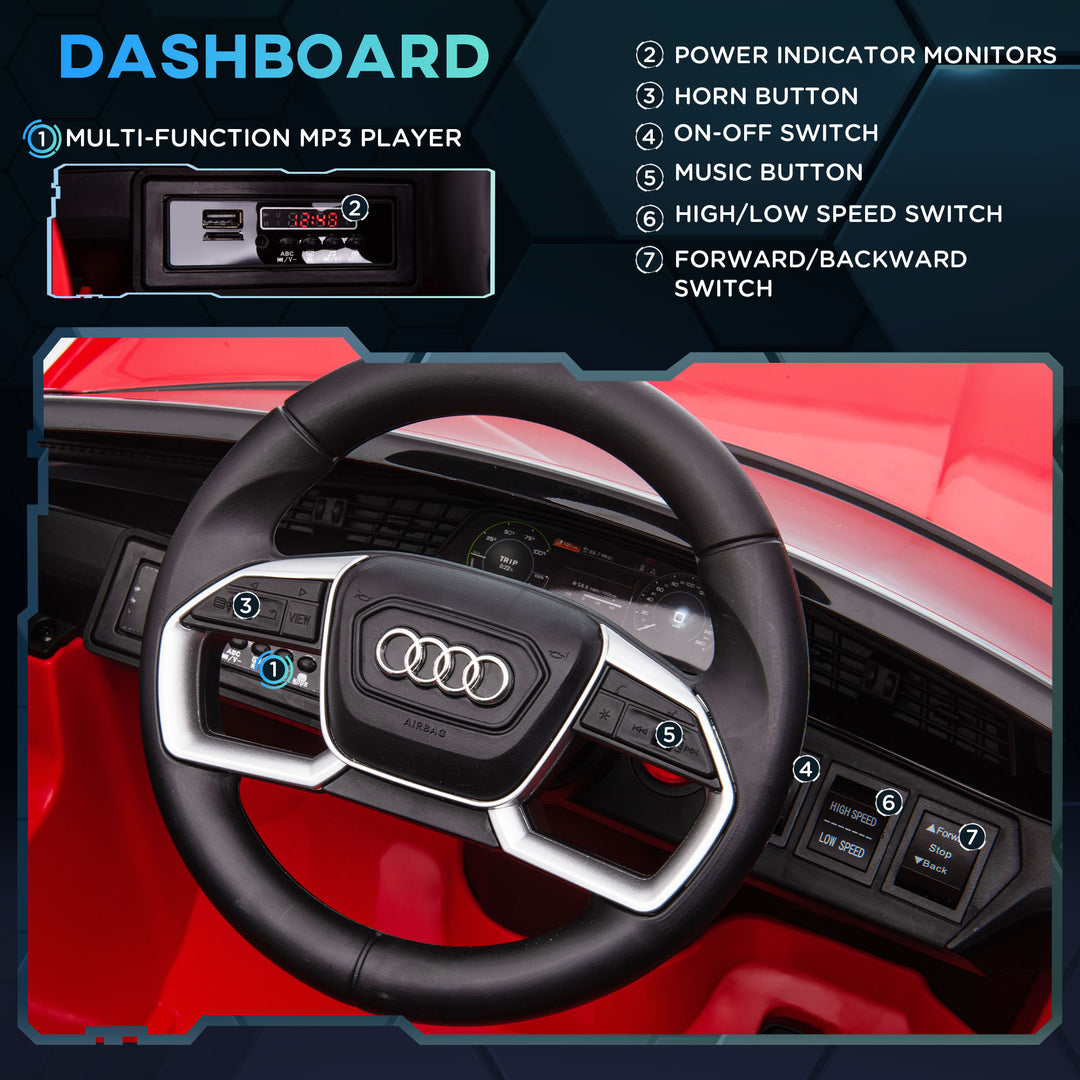 Audi E-tron Licensed 12V Kids' Electric Ride on, Electric Car for Kids, with Parental Remote, Music Lights MP3, Suspension Wheels, for 3-5 Years, Red